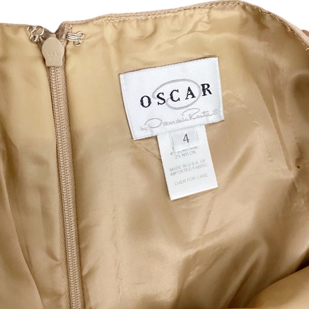 Oscar de la Renta Wool Chain Detail Sheath Dress in Warm Tan Sz 4 - Picture 11 of 15